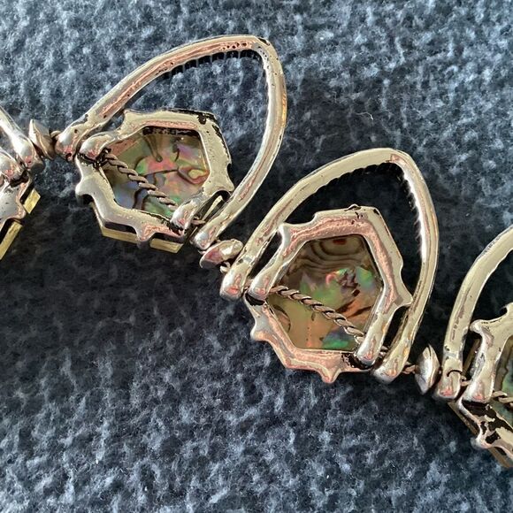 Faux abalone and rhinestone necklace.  J0250 - Picture 7 of 8